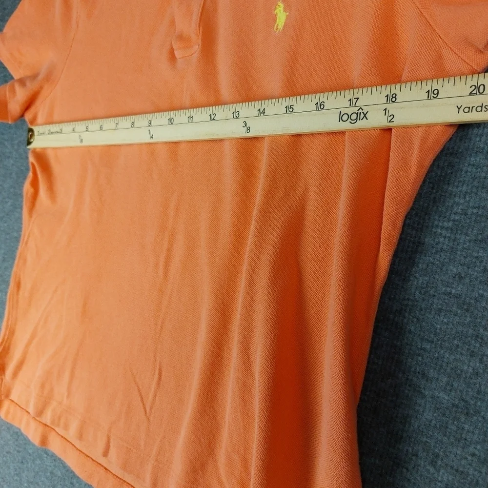 RALPH LAUREN THE SKINNY POLO BOYS PEACH PINK ORANGE CORAL SHORT SLEEVE SHIRT L